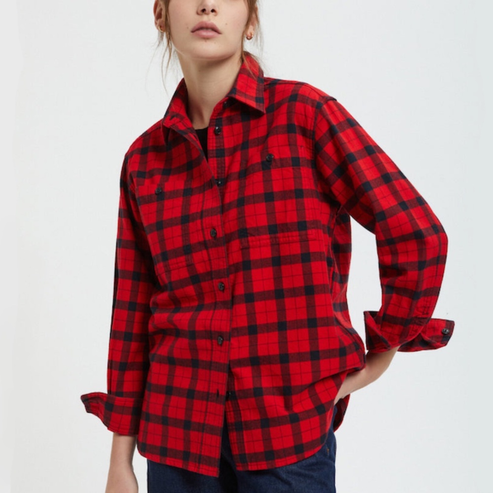 Filson - Women's Alaskan Guide Shirt Red Plaid Button Front Shirt - Medium